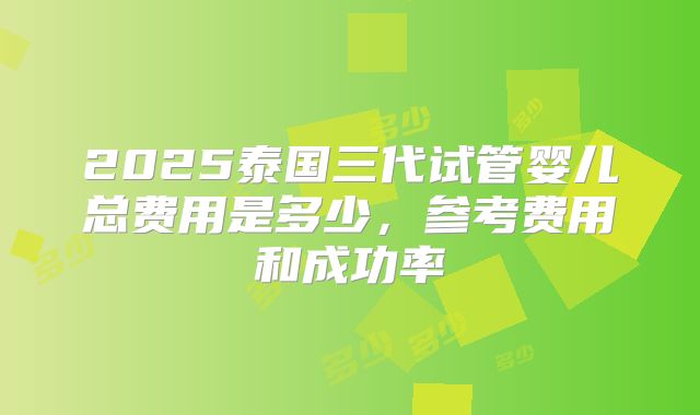 2025泰国三代试管婴儿总费用是多少，参考费用和成功率