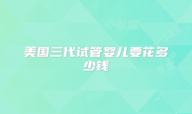 美国三代试管婴儿要花多少钱