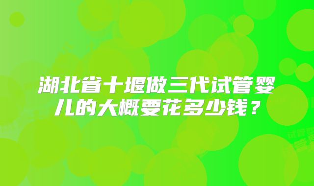 湖北省十堰做三代试管婴儿的大概要花多少钱？