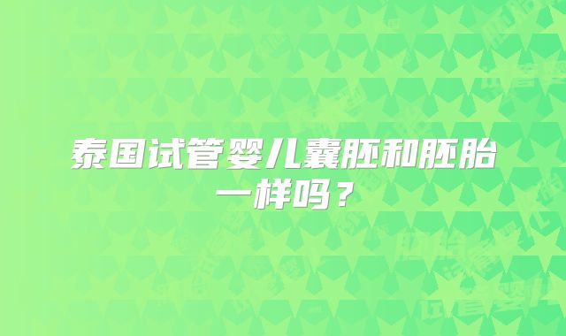 泰国试管婴儿囊胚和胚胎一样吗？