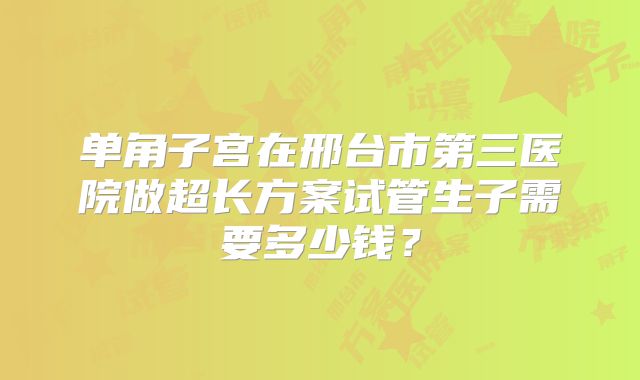 单角子宫在邢台市第三医院做超长方案试管生子需要多少钱？