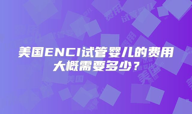 美国ENCI试管婴儿的费用大概需要多少？