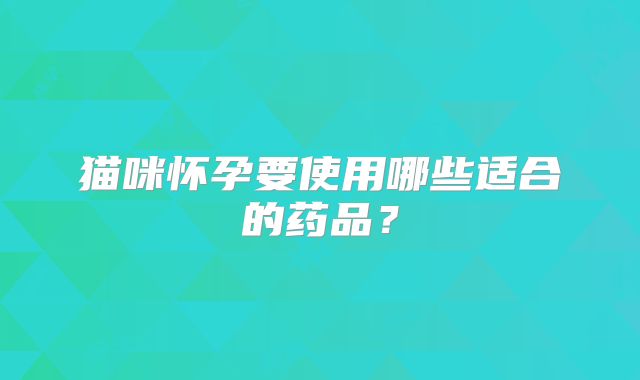猫咪怀孕要使用哪些适合的药品？
