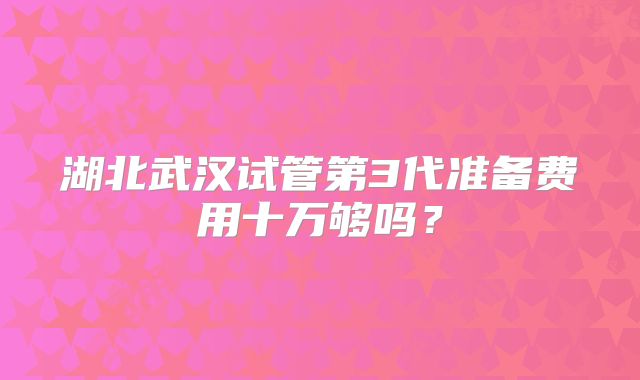 湖北武汉试管第3代准备费用十万够吗？