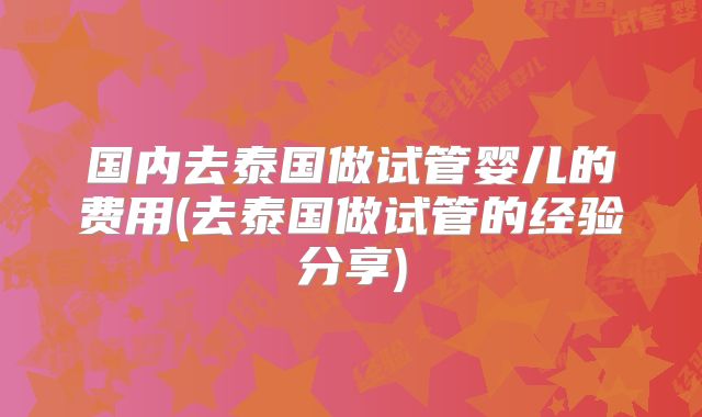 国内去泰国做试管婴儿的费用(去泰国做试管的经验分享)