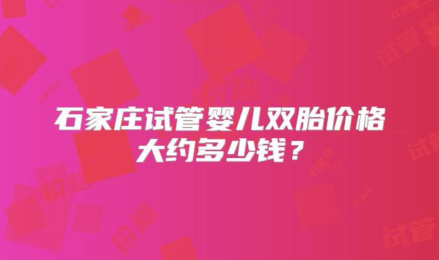 石家庄试管婴儿双胎价格大约多少钱？
