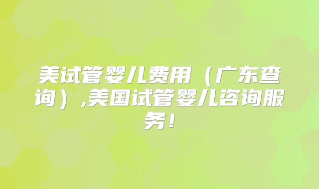 美试管婴儿费用(广东查询),美国试管婴儿咨询服务!