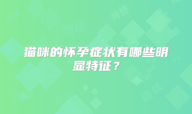 猫咪的怀孕症状有哪些明显特征？