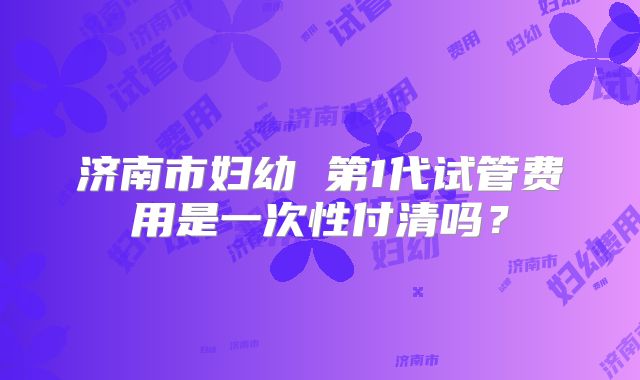 济南市妇幼 第1代试管费用是一次性付清吗?