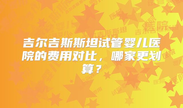 吉尔吉斯斯坦试管婴儿医院的费用对比，哪家更划算？