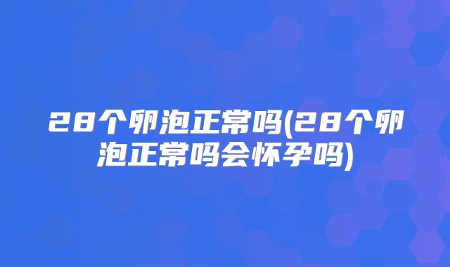 28个卵泡正常吗(28个卵泡正常吗会怀孕吗)