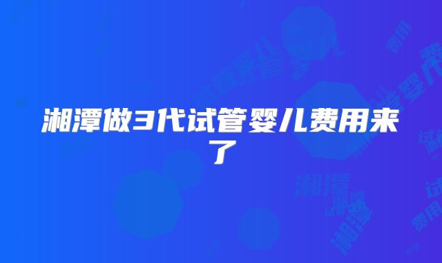 湘潭做3代试管婴儿费用来了