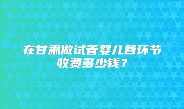 在甘肃做试管婴儿各环节收费多少钱？