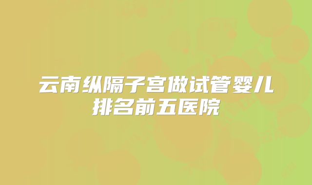 云南纵隔子宫做试管婴儿排名前五医院