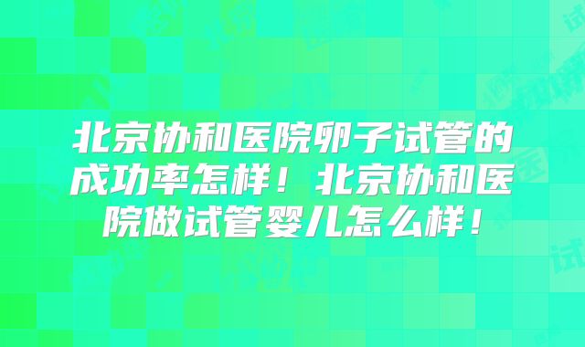 北京协和医院卵子试管的成功率怎样！北京协和医院做试管婴儿怎么样！