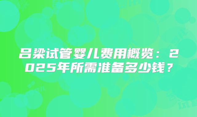 吕梁试管婴儿费用概览：2025年所需准备多少钱？