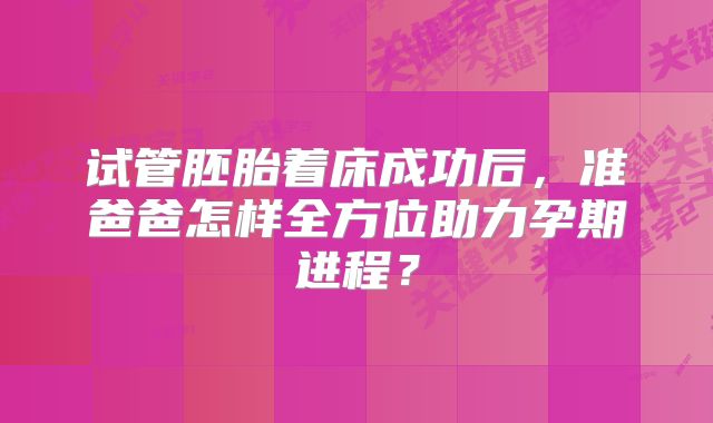 试管胚胎着床成功后,准爸爸怎样全方位助力孕期进程?