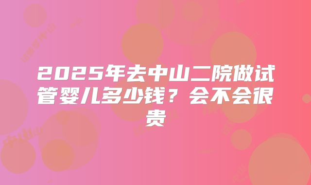2025年去中山二院做试管婴儿多少钱？会不会很贵