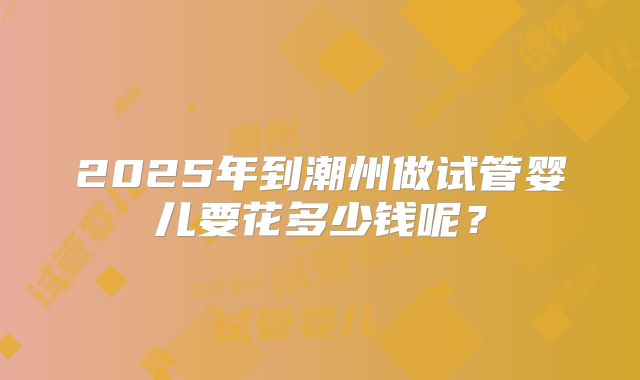 2025年到潮州做试管婴儿要花多少钱呢？
