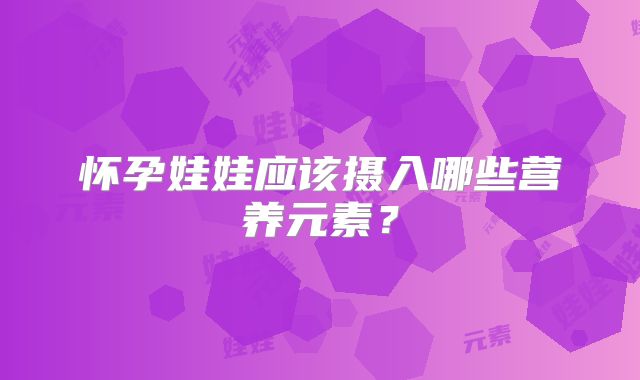 怀孕娃娃应该摄入哪些营养元素？