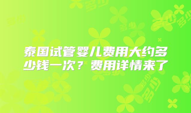 泰国试管婴儿费用大约多少钱一次？费用详情来了
