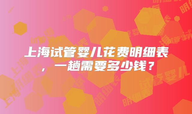 上海试管婴儿花费明细表,一趟需要多少钱?