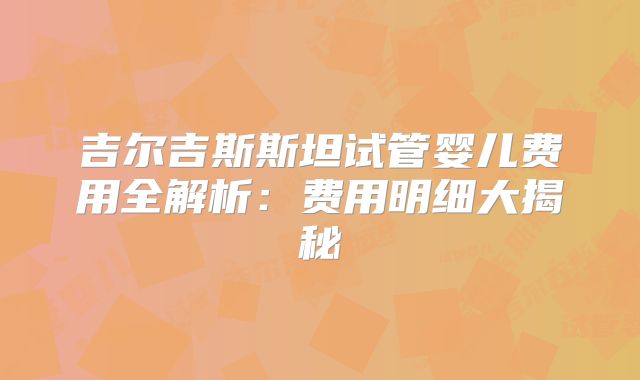 吉尔吉斯斯坦试管婴儿费用全解析：费用明细大揭秘