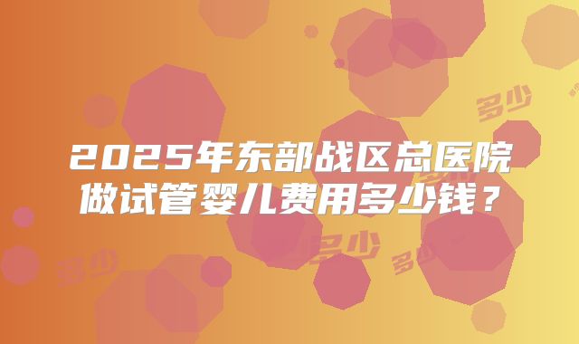 2025年东部战区总医院做试管婴儿费用多少钱？
