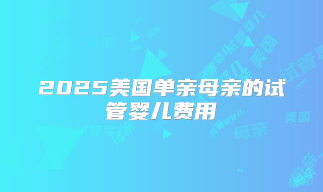 2025美国单亲母亲的试管婴儿费用