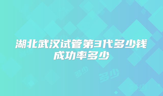 湖北武汉试管第3代多少钱成功率多少