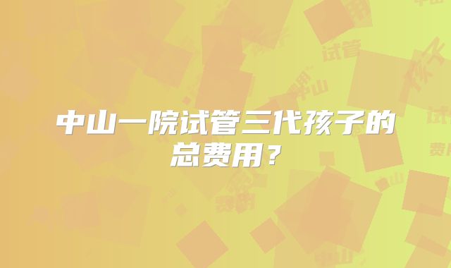 中山一院试管三代孩子的总费用?