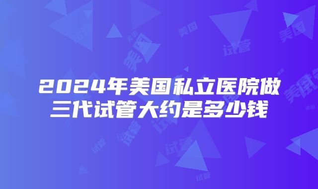 2024年美国私立医院做三代试管大约是多少钱