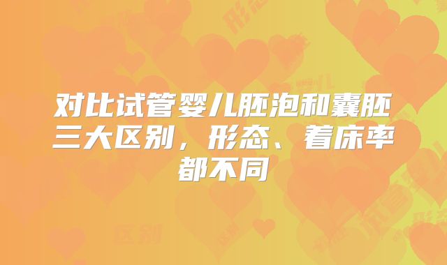 对比试管婴儿胚泡和囊胚三大区别,形态、着床率都不同