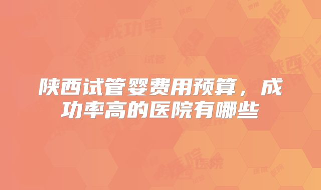 陕西试管婴费用预算,成功率高的医院有哪些