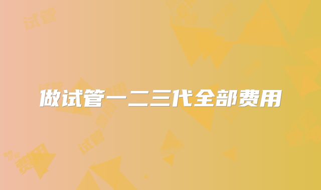 做试管一二三代全部费用