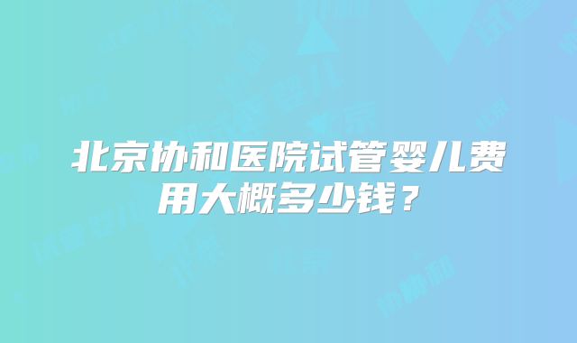 北京协和医院试管婴儿费用大概多少钱？