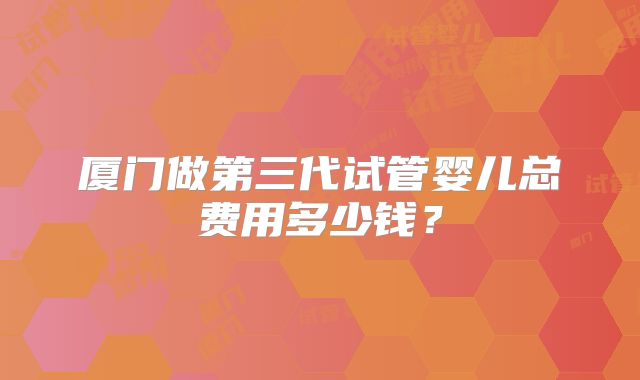 厦门做第三代试管婴儿总费用多少钱？