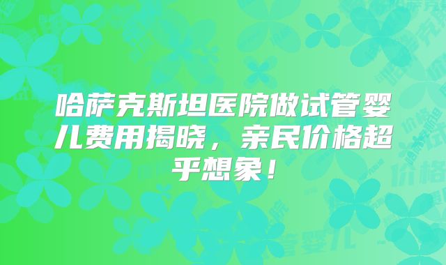 哈萨克斯坦医院做试管婴儿费用揭晓，亲民价格超乎想象！