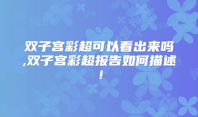 双子宫彩超可以看出来吗,双子宫彩超报告如何描述！