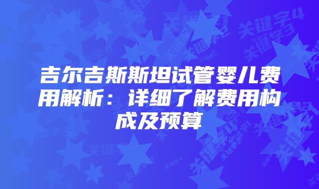 吉尔吉斯斯坦试管婴儿费用解析:详细了解费用构成及预算