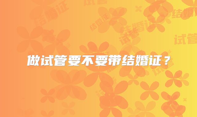 做试管要不要带结婚证？