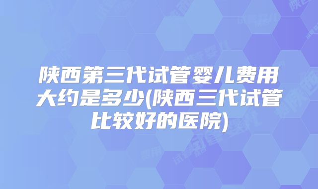 陕西第三代试管婴儿费用大约是多少(陕西三代试管比较好的医院)
