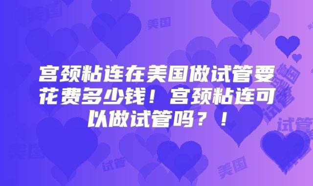 宫颈粘连在美国做试管要花费多少钱！宫颈粘连可以做试管吗？！