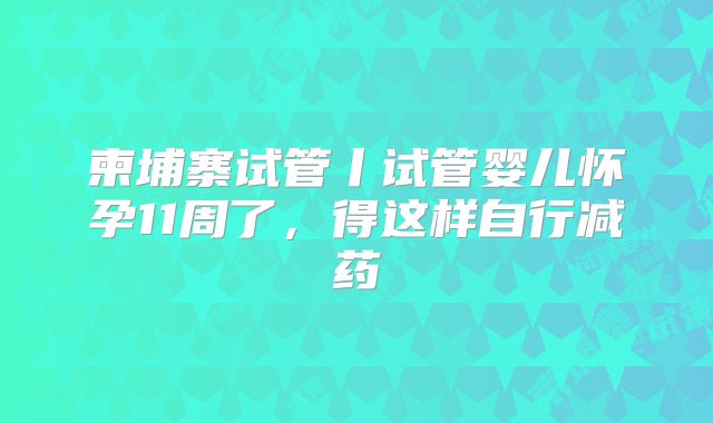 柬埔寨试管丨试管婴儿怀孕11周了，得这样自行减药