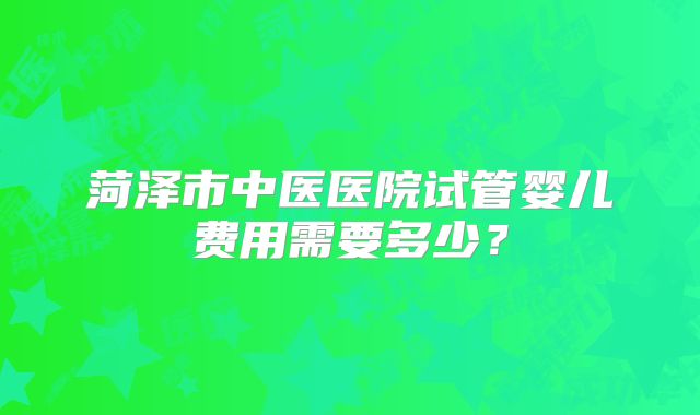 菏泽市中医医院试管婴儿费用需要多少？