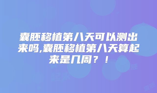 囊胚移植第八天可以测出来吗,囊胚移植第八天算起来是几周？！