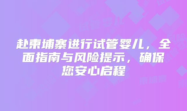 赴柬埔寨进行试管婴儿，全面指南与风险提示，确保您安心启程