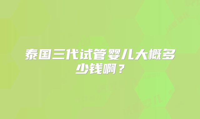 泰国三代试管婴儿大概多少钱啊？