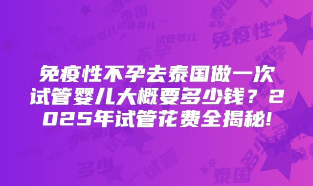 免疫性不孕去泰国做一次试管婴儿大概要多少钱?2025年试管花费全揭秘!