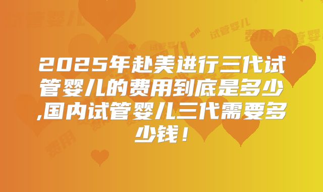 2025年赴美进行三代试管婴儿的费用到底是多少,国内试管婴儿三代需要多少钱!